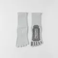Non-slip five toe yoga socks for women, pure cotton mid-tube grip pilates fitness socks. - One Size / Light Gray