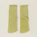 Green ruffle five-toe yoga socks, non-slip pilates socks, comfortable fitness mid-tube socks. - One Size / Green