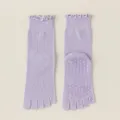 Light purple ruffle top five toe yoga socks with anti-slip grip sole for women fitness - One Size / Purple