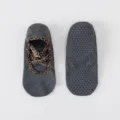 Graue Yoga-Grip-Socken für Damen mit Leo-Muster Kreuzriemen für Pilates und Fitness. - Einheitsgröße / Dunkelgrau