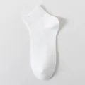 Men white solid color ribbed ankle socks, breathable casual short cotton socks for summer. - One Size / White