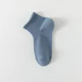 Men's solid color low-cut cotton ankle socks, breathable summer thin breathable short socks. - One Size / Blue