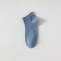 Men's blue cotton short socks, breathable ribbed ankle socks for daily wear, comfortable fit. - One Size / Blue