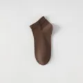 Brown cotton short socks men breathable ribbed ankle socks casual daily wear solid color. - One Size / Coffee