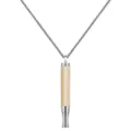 Collar de respiración consciente para la ansiedad, colgante de meditación de acero - Estilo Empalmado con Textura de Madera (XL202662) / Plateado