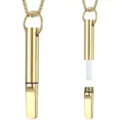 Detailed view of gold stainless steel meditation breathing necklace with inner filter - Flat Mouth Cylindrical Style (XL202662) / Gold
