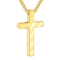Gold stainless steel American flag cross necklace with 'I am with you always' engraving. - US Flag Style (1:9) / Gold