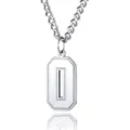 Detailed macro view of a silver stainless steel number 0 pendant on a classic curb chain. - Number 0 / Steel