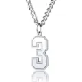 Detailed macro shot of a minimalist silver stainless steel number 3 pendant necklace - Number 3 / Steel