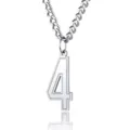 Close-up of minimalist stainless steel number 4 pendant necklace with cuban chain - Number 4