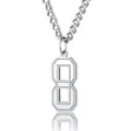Close-up of minimalist stainless steel number 8 pendant necklace for men and women - Number 8