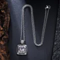 Elegante Vintage Silberkette mit quadratischem Anhänger und lila Edelstein-Detail - Vintage Square Purple Main Stone (AL22342-silver) / Antik-Silber