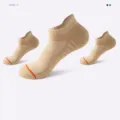 Khaki women's athletic running socks, breathable short sports socks with towel sole, variant. - One Size / Khaki