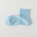 Light blue cotton women ankle socks breathable mesh short socks summer daily wear comfortable - One Size / Blue
