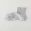 Women pure cotton summer short socks, thin breathable mesh design, comfortable ankle socks. - One Size / Light Gray