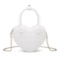 Elegant white heart-shaped quilted jelly crossbody bag with a golden chain strap - 170*50*140mm / White