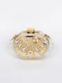 Elegant gold metal evening clutch bag with rhinestone and pearl embellishments - Gold Style 2