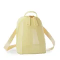 Stylish pale yellow PVC mini backpack with glossy lacquer finish and adjustable straps - Light Yellow