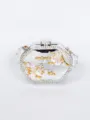 Elegant oval acrylic evening clutch bag featuring golden flower and pearl details - Silver Style 1