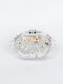 Elegant mini acrylic evening clutch bag with pearl and rhinestone flower decorations - Silver Style 2