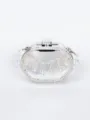 Elegant silver acrylic evening clutch bag featuring pearl and rhinestone embellishments - Silver Style 3