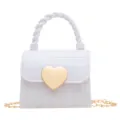 Elegant mini white PVC jelly crossbody bag with gold heart clasp and chain strap - White / 10.5*7*9cm
