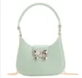 Chic mint green PVC jelly bag with silver bowknot detail and elegant metal chain strap - Light Green