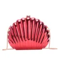 Elegant shiny red shell-shaped evening clutch bag with gold metal chain strap - Red