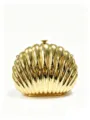Elegant gold metallic shell-shaped evening clutch bag with chain strap for women - Dark Gold