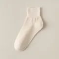 Dames puur katoen zomer korte sokken beige, zachte ademende comfortabele enkelsokken - Enkelhoog / Khaki