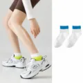 Cotton short socks for women, summer breathable athletic socks with double ribbed cuffs, white color. - One Size / White