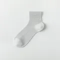 Grey mesh sheer summer socks for women, breathable thin silk blend ankle socks. - One Size / Light Gray