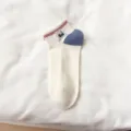 Chaussettes courtes d'été pour femmes avec étiquette de chat mignon chaussettes respirantes. - Taille unique / Étiquette en tissu