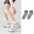 Women's cotton short socks summer breathable sweat-absorbing anti-odor grey sports socks - One Size / Gray