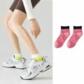 Women cotton short socks summer breathable dopamine athletic socks with double rib cuff - One Size / Rose Red
