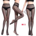 Sexy hollow jacquard fishnet stockings black tights for women fashion side pattern leggings - One Size / WK13 Side Small Squares Pattern