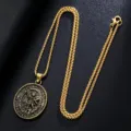 Vergoldete St. Michael Schutzmedaillon-Halskette mit rundem Anhänger für Herren - St. Michael Runde Medaille (AL22274-Gold) / Gold