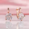 Elegante Ohrringe in Roségold mit funkelnden runden klaren Zirkonia-Steinen - Spiral-Krappenfassung Rundstras-Ohrringe (Mit 925 Sterling Silber Ohrstecker) (T7-Rosegold) / Roségold