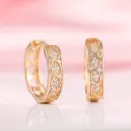Elegante goldene Creolen mit aufwendigem Gitterdesign und funkelnden weißen Steinen - Hohle Strass-Ohrringe (T2-Gold) / Gold