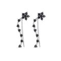 Elegante silberfarbene Ohrmanschetten mit schwarzen Steinen in Sternform und Kurve - Fünfzackiger Stern Schwarze Strass Ear Climber (T12-Silver) / Silber