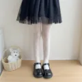 Collant a rete bianchi con fiori per bambine primavera estate collant Lolita variante - Bianco
