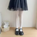 Collant a rete bianco da bambina con motivi floreali carini, calze sottili per primavera. - Bianco avorio