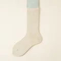 Beige ribbed crew socks for women, casual breathable cotton socks for daily wear. - One Size / Beige