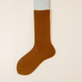 Solid color ribbed mid-tube cotton socks for women, casual breathable autumn daily wear. - One Size / Orange