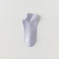Light purple mesh cotton ankle socks for women, breathable summer short socks variant. - Purple