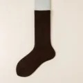 Effen bruine ribgebreide dames sokken casual katoen zacht ademend comfort dagelijks - Eén maat / Koffie