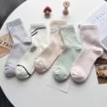 Dames middelhoge sokken katoen casual sport antislip gestreept set van vijf stuks - Eén maat / 37045 Vijfkleurenset