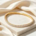 Elegant gold-plated stainless steel elastic bracelet with white zircon inlay for women - White Zirconia Bracelet / White