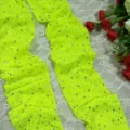 Close-up detail of neon yellow rhinestone mesh stockings, sparkling crystal stones, sexy fashion. - One Size / Fluorescent Green