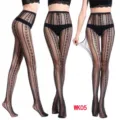 Sexy black fishnet tights high waist floral patterned pantyhose for women fashion apparel sku - One Size / WK05 Vertical Stripe Heart Pattern
